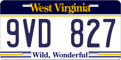 WV license plate 9VD827