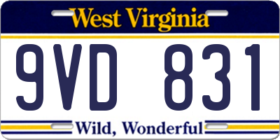 WV license plate 9VD831