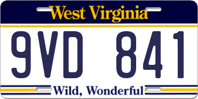 WV license plate 9VD841