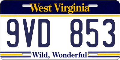 WV license plate 9VD853