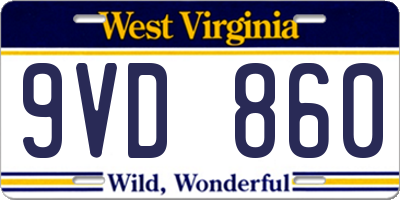 WV license plate 9VD860