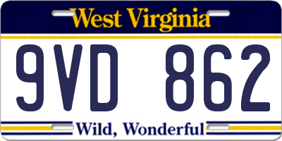WV license plate 9VD862