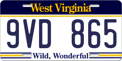 WV license plate 9VD865