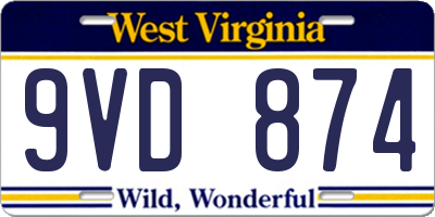 WV license plate 9VD874