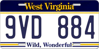 WV license plate 9VD884