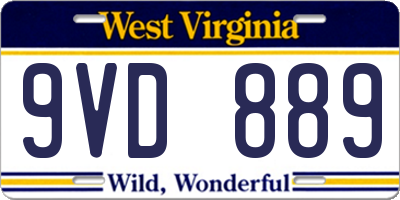 WV license plate 9VD889