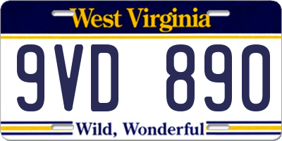 WV license plate 9VD890