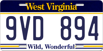 WV license plate 9VD894