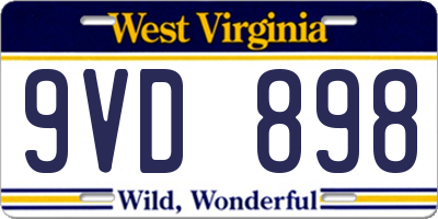WV license plate 9VD898