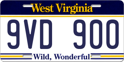 WV license plate 9VD900