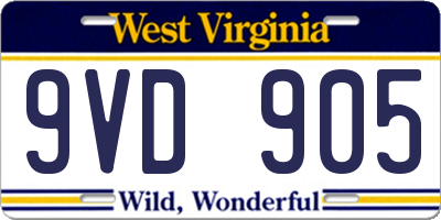 WV license plate 9VD905