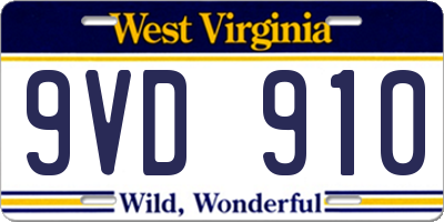 WV license plate 9VD910