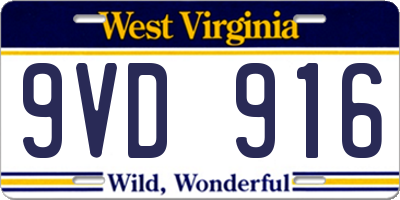 WV license plate 9VD916