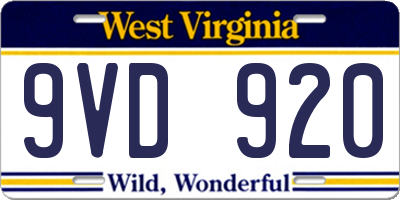 WV license plate 9VD920