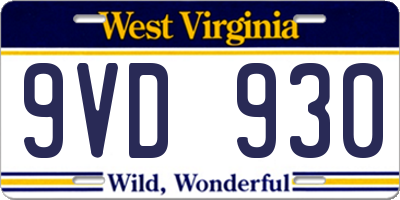WV license plate 9VD930