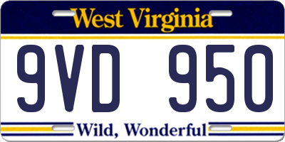 WV license plate 9VD950