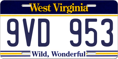 WV license plate 9VD953