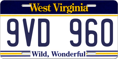 WV license plate 9VD960