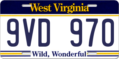 WV license plate 9VD970