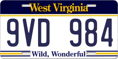 WV license plate 9VD984