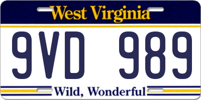WV license plate 9VD989