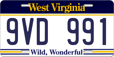 WV license plate 9VD991