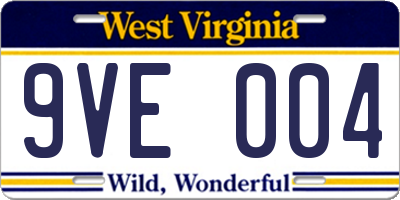 WV license plate 9VE004