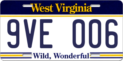 WV license plate 9VE006