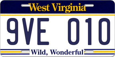WV license plate 9VE010