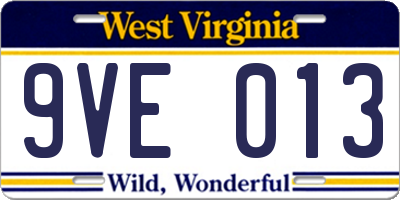WV license plate 9VE013