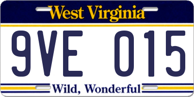 WV license plate 9VE015