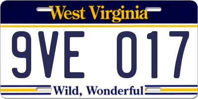 WV license plate 9VE017