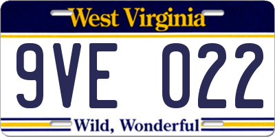 WV license plate 9VE022