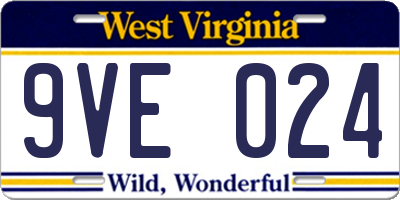 WV license plate 9VE024