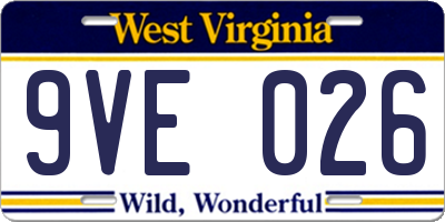 WV license plate 9VE026