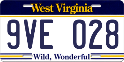 WV license plate 9VE028