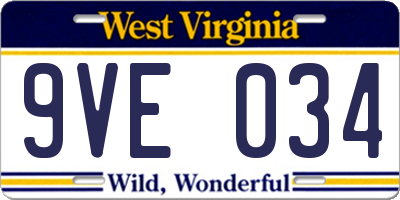 WV license plate 9VE034