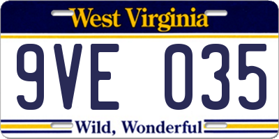 WV license plate 9VE035