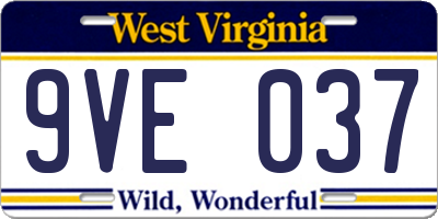 WV license plate 9VE037
