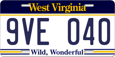 WV license plate 9VE040