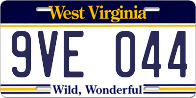 WV license plate 9VE044