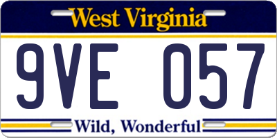WV license plate 9VE057