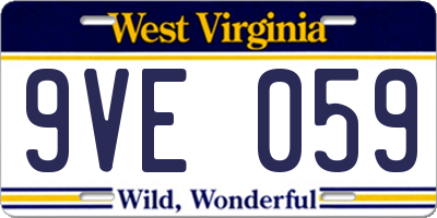 WV license plate 9VE059
