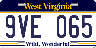 WV license plate 9VE065