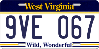 WV license plate 9VE067