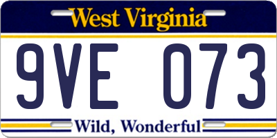 WV license plate 9VE073