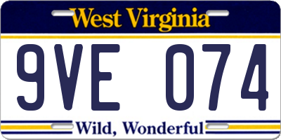 WV license plate 9VE074