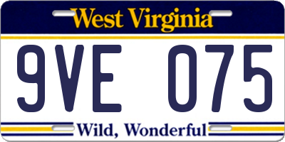 WV license plate 9VE075