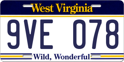 WV license plate 9VE078
