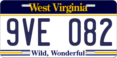 WV license plate 9VE082